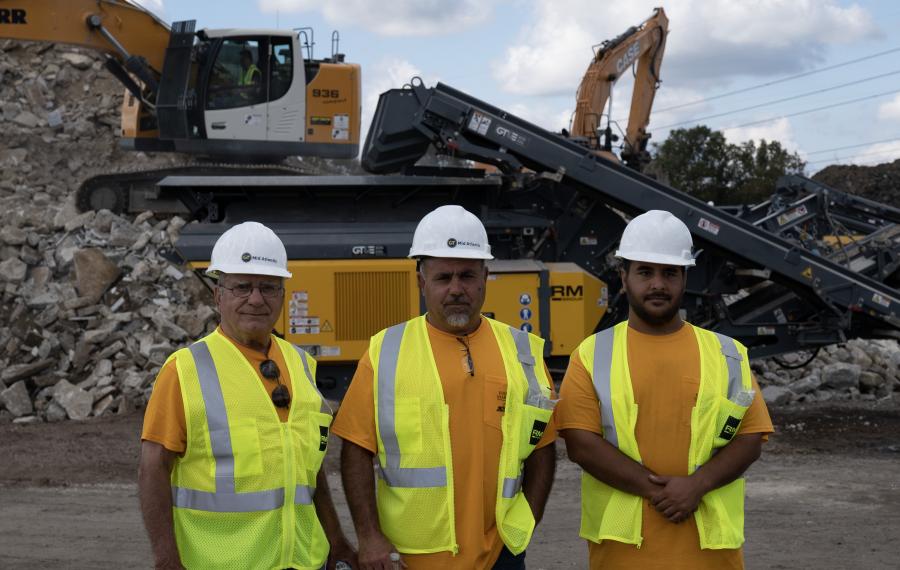 (L-R): Joe Mariani Sr.; Joe Marian Jr., owner; and Domenic Mariani, all of Mariani Contractors. The company has been a family-owned site contractor for more than 50 years and it owns several Rubble Master crushers, which it uses to sell recycled crushed material.
