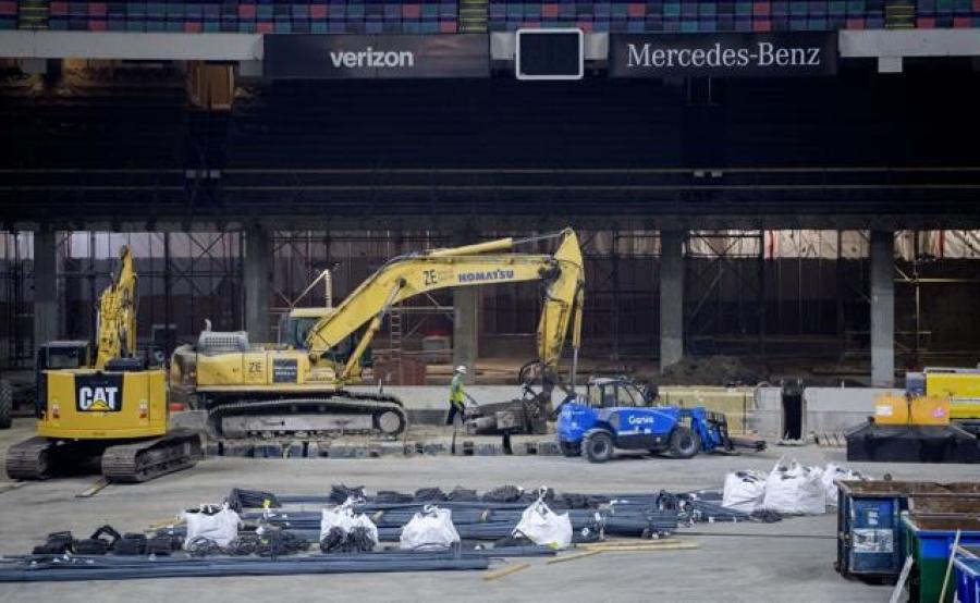 In February, construction crews worked on the installation of dozens of new premium field-level suites as part of the second phase of the Mercedes-Benz Superdome's $450 million renovation in New Orleans. (Max Becherer, NOLA.com, The Times-Picayune | The New Orleans Advocate photo)