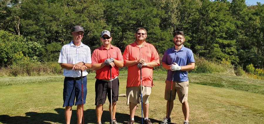 Brian Jockish, Hunter Strope and Trevor Miller, all of Buckley Powder, and Caleb Strope of Sauls Seismic joined other members for IAAP’s annual golf outing.