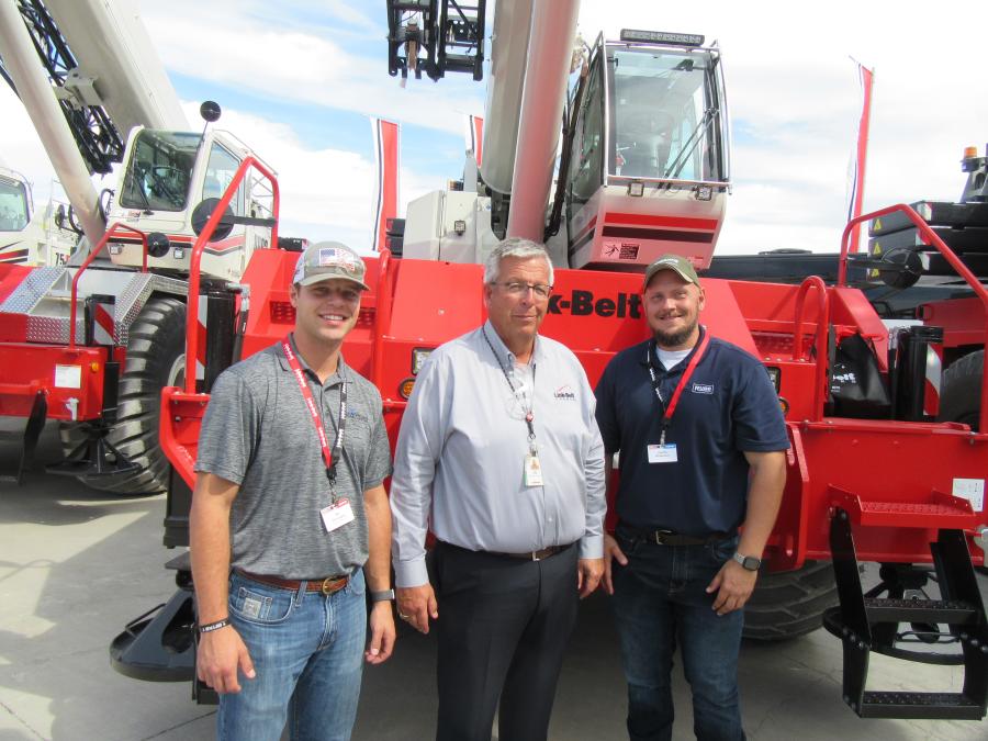 (L-R): American Industrial Contractors’ Bo Bennington reviews the cranes with Link-Belt’s Gary Rice along with Rudd Equipment Company’s Justin Richardson.