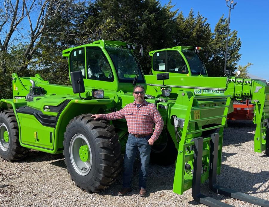 Justin Vermillion, vice president of sales and operations of Underground Machinery Rental, with the new Merlo machines.
