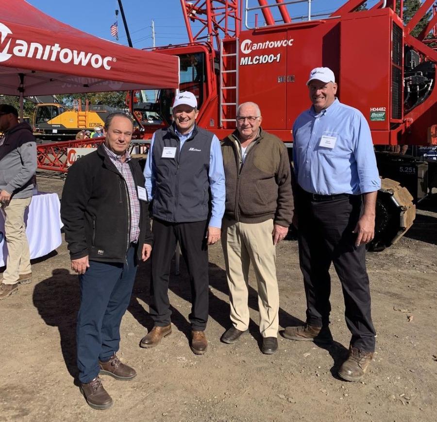 (L-R) are Mark Servidone of A. Servidone Inc., Old Bridge, N.J.; Tim Watters, Hoffman Equipment president; Tim Cavalier of B. Anthony Construction, Old Bridge, N.J.; and Matt Jensen, Hoffman Equipment.