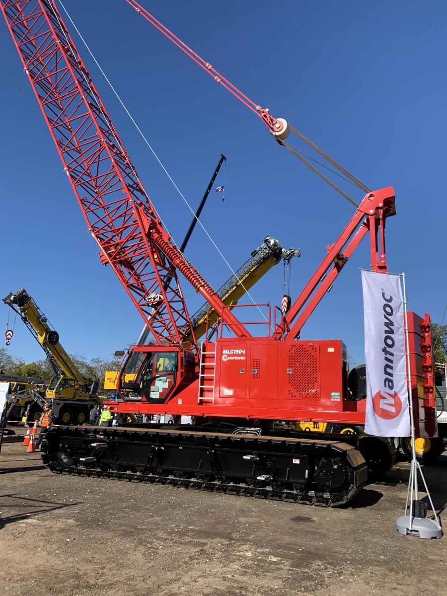 The Manitowoc MLC150-1 lattice-boom crawler crane was one of the largest pieces of equipment on display.
