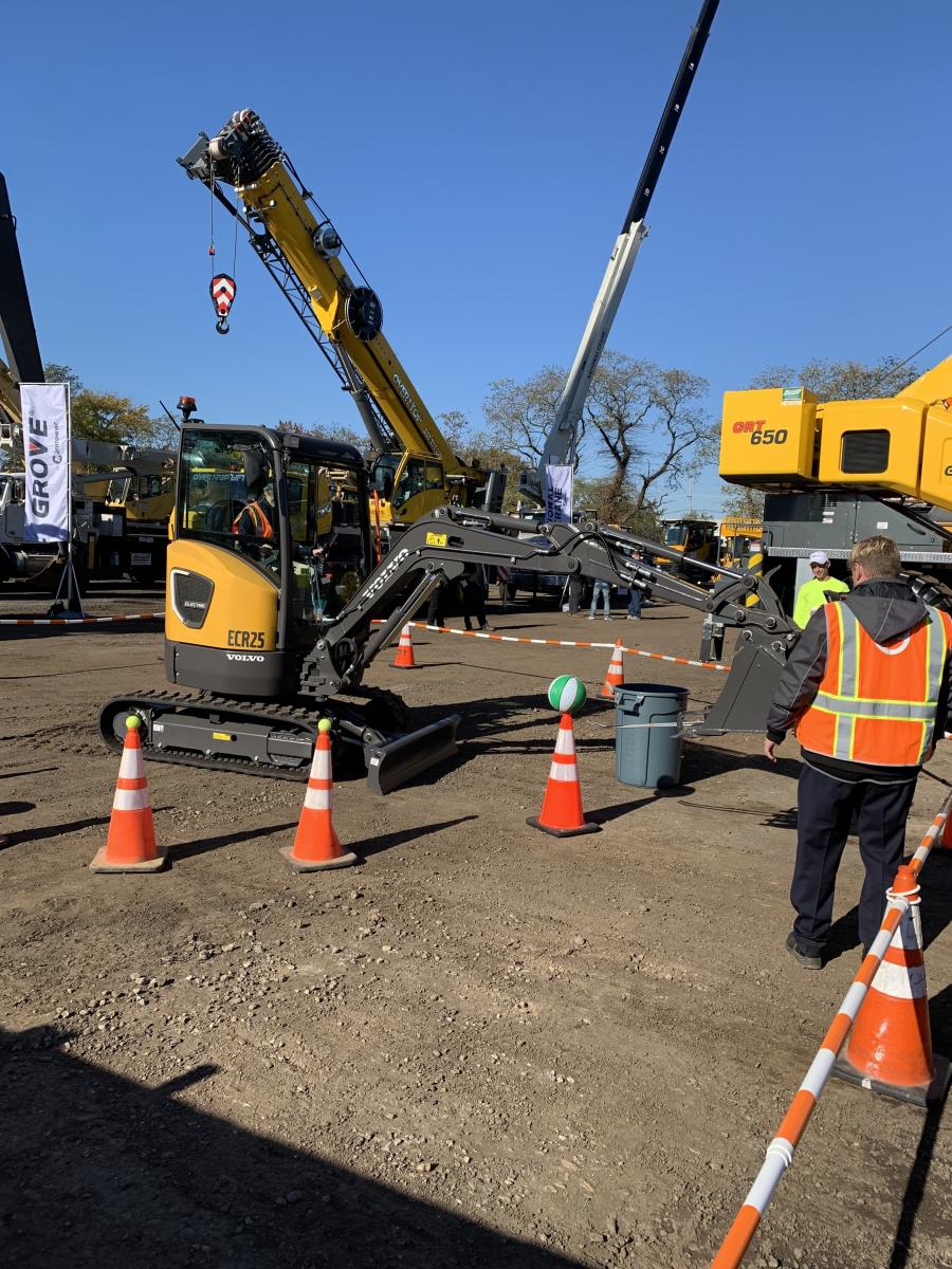One of the feature items on display at the Hoffman Equipment open house was the Volvo ECR25 electric compact excavator. Guests took turns trying to maneuver the machine by grabbing basketballs and tennis balls.
