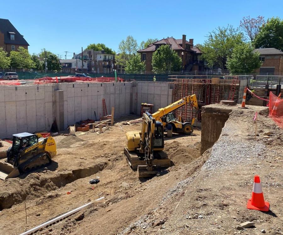 Workers have completed the structural concrete work, including the footings and basement foundation walls for the entire structure.
(Ruscilli Construction Co. Inc. photo)
