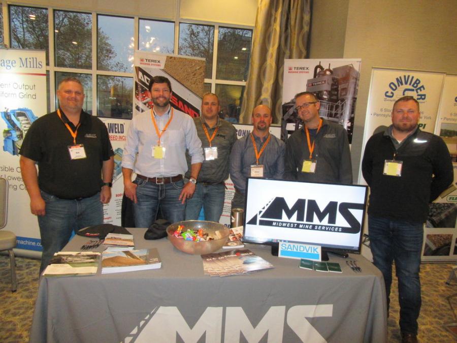 (L-R): Midwest Mine Services’ Bob Keaton III, Sean Weisiger, Tim Kidd, Adam Rice, Tim Meighan and Brice Jacobs were ready to discuss the company’s engineering, design and technology capabilities in addressing material handling and processing.
