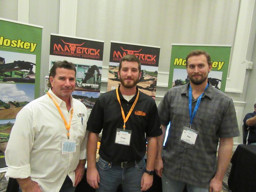 (L-R): Maverick Environmental Equipment’s Tim Smith and Craig Kaser visit with Lakeside Sand and Gravel’s Ray Stone during the reception.