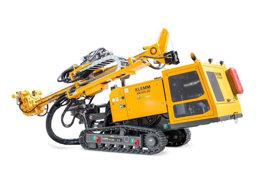 With a total width of only 5.9 ft., an adjustable mast for different stroke lengths, and the option of mounting various rotary heads or hydraulic drifters — for both single and double-head drilling — the KR 800-3G meets the wide range of the requirements of drilling in confined spaces. (KLEMM Bohrtechnik GmbH photo)