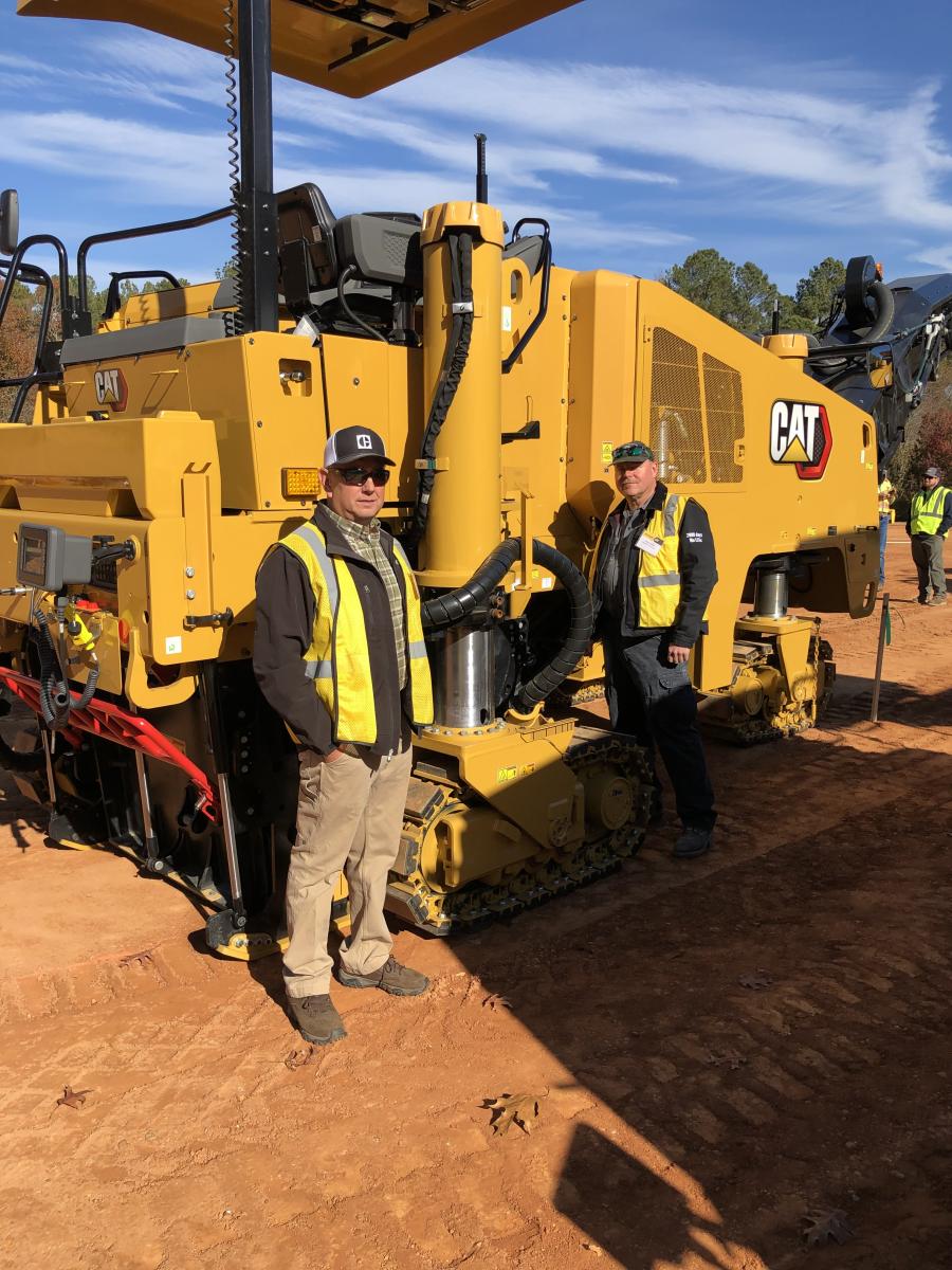 With the Cat PM312 are Joey Fuller (L) of Gregory Poole and Chris Kibler of Carolina Sunrock in Butner, N.C.
