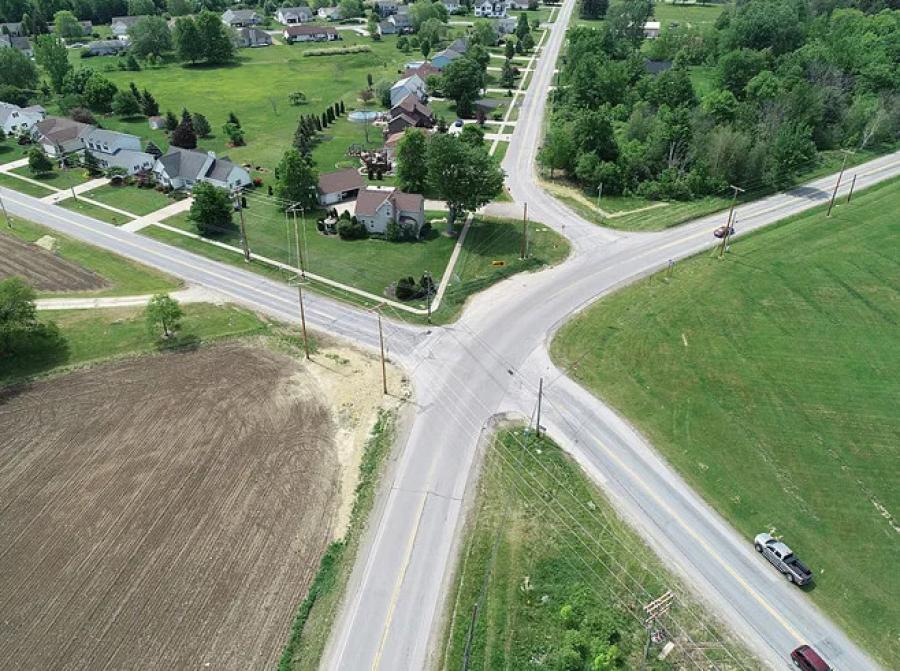 The roundabout construction at the Five Points Intersection in Summit Township will be completed in 2022.