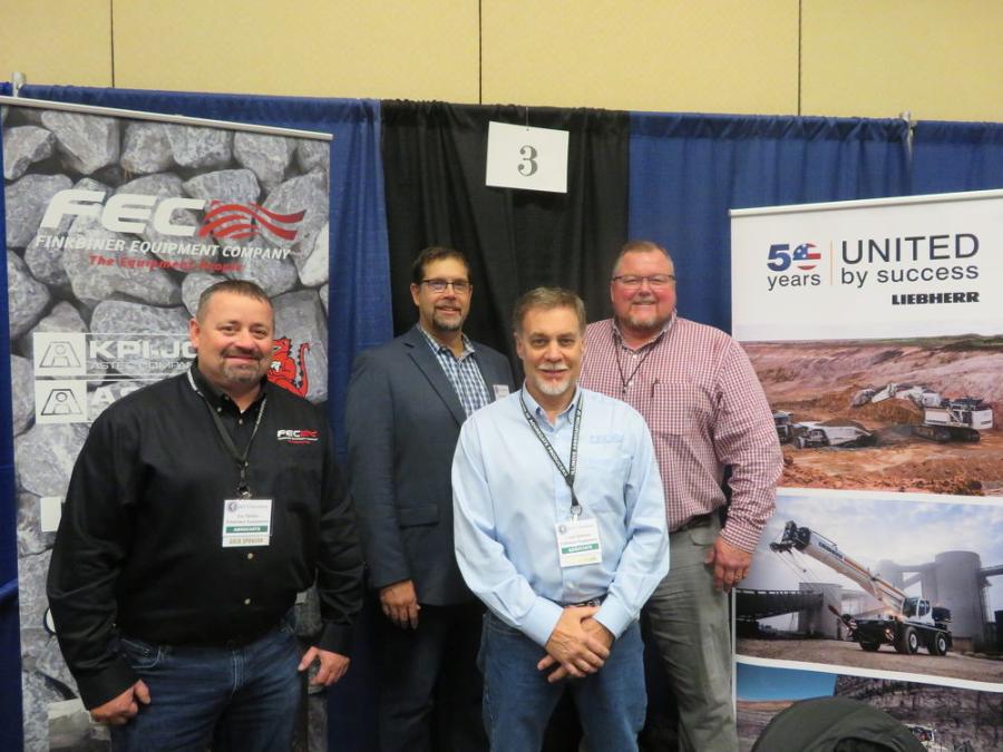 (L-R): are Zac Moline; Jason Zeibert, president of Finkbiner Equipment Company; Clyde Robison; and Brian Taylor, vice president of the crushing and screening division of American State Equipment, parent company of Finkbiner Equipment Company.  
