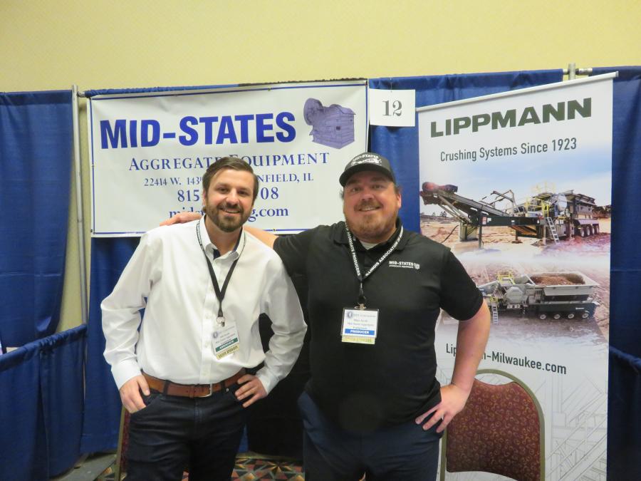 Brothers Bill (L) and Mike Jacob of Mid-States Aggregate Equipment brought information on Lippmann machines. 
