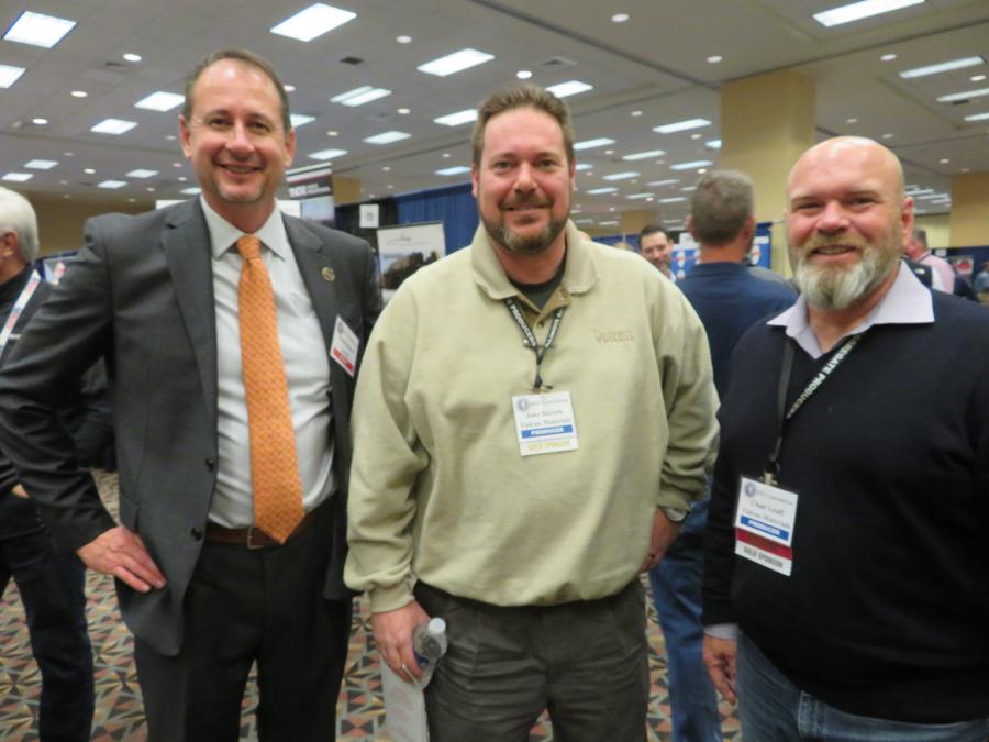 (L-R): Dan Eichholtz, executive director of IAAP greets Jake Bartels, area manager of Vulcan Materials, and Chad Groff, vice president and general manager of Vulcan Materials.
