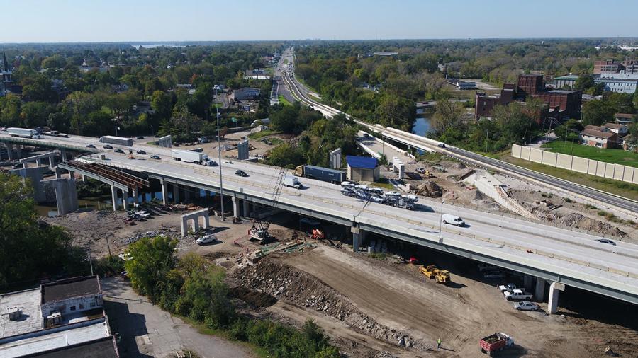 I-75 over the Anthony Wayne Trail, Toledo, is a central piece of a $343 million widening and reconstruction project.