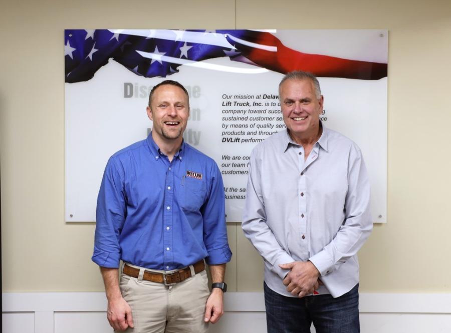 Adam Houseknecht (L), president of Best Line Equipment, and Jack Meyer, president of Delaware Valley Lift Truck.