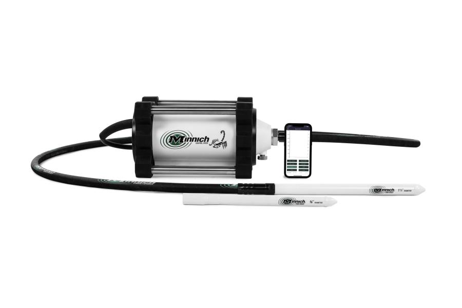 The CSV is a lightweight, durable, electric flex shaft concrete vibrator controlled through connectivity that uses Bluetooth and the Minnich app through an iOS or Android device.