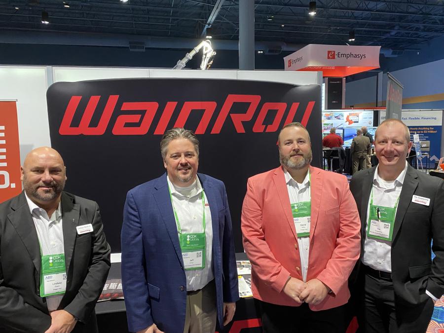 WainRoy has a history of manufacturing attachments and coupling systems that goes all the way back to the invention of the original backhoe. (L-R): Lindsay Stead, Jeff Kritch, David Willin and Tim Griepentrog.