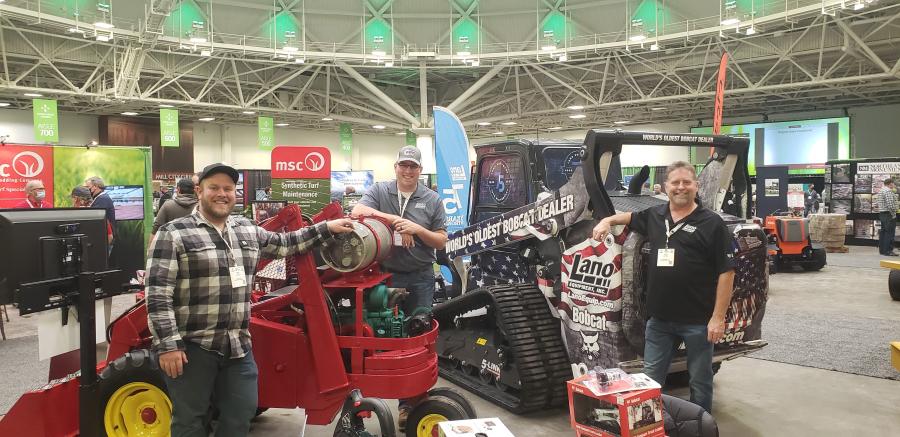 (L-R): Lano Equipment’s sales team of Nick Lano, Joel Theis and Riley Ness brought some equipment to show attendees at Northern Green. 
