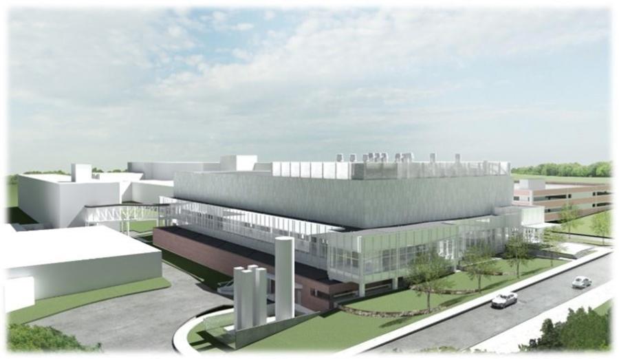 An artist's rendering of the new compound semiconductor laboratory and microsystem integration facility at the Massachusetts Institute of Technology's Lincoln Laboratory Campus on Hansom Air Force Base, Massachusetts. The Air Force Civil Engineer Center's Facility Engineering Directorate will lead the construction scheduled to be complete in 2025. (Courtesy graphic)