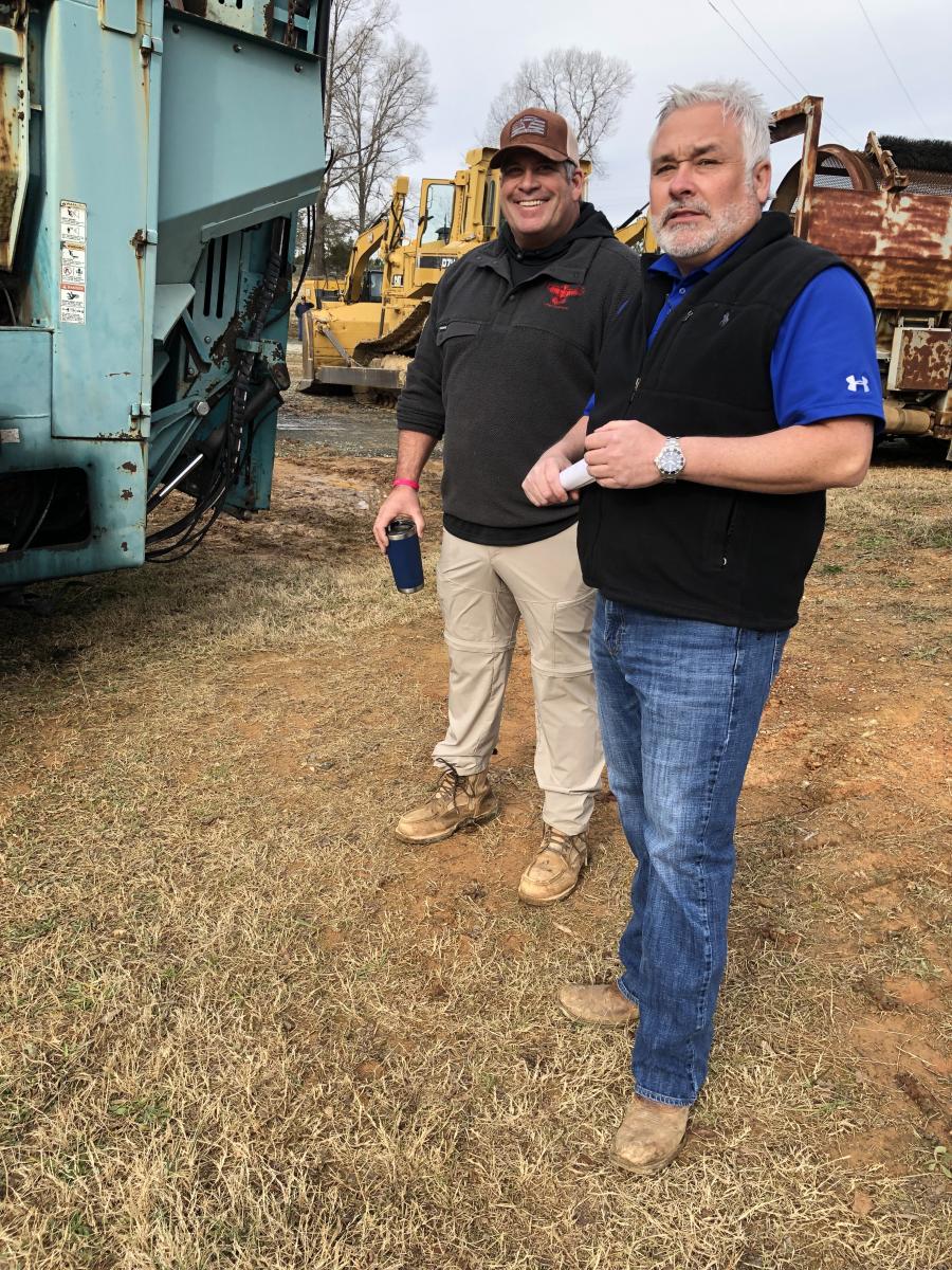 Shane Ferguson (L) of Cardinal Concrete in Midland, N.C., and Matt McGaffee of Iron Auction Group.
