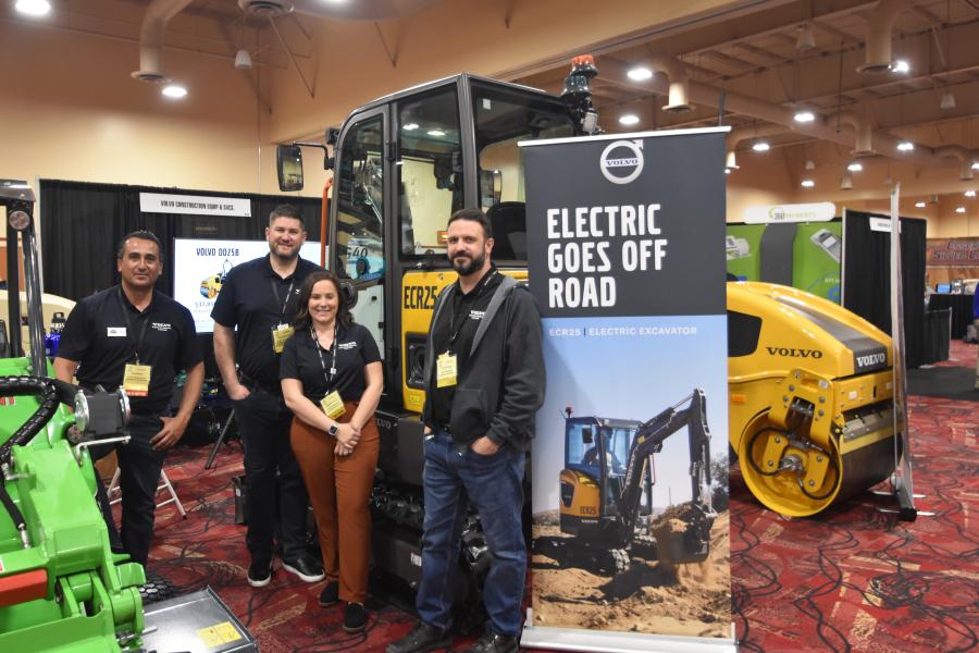 (L-R): Ed Galindo, Chris Raulinaitis, Cheyenne Linic and Phil Ransom highlight Volvo’s new high performing ECR 25 electric compact electric excavator.