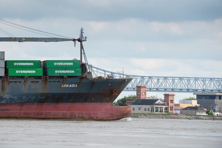 In 2018, the USACE estimated that the expansion of trade resulting from the huge container vessels mooring at the state’s lower Mississippi riverports would result in an average boost to the national economy of $127.5 million a year. (Port of New Orleans photo)