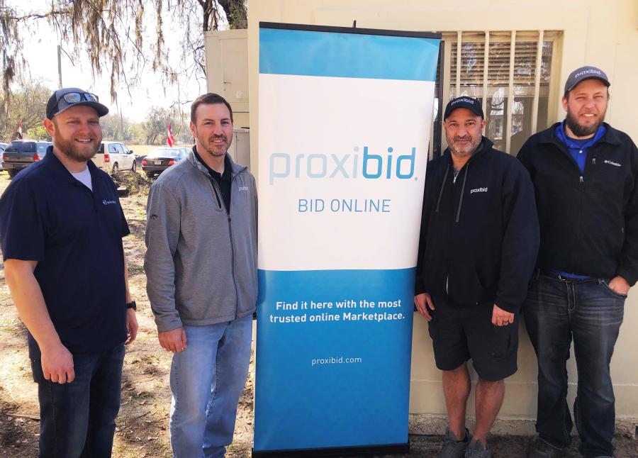 The first to arrive every morning for working the auction included some of the staffers of Proxibid. (L-R) are John Berner, Wade Schramm, Dave Gargano and Craig Schlautman.