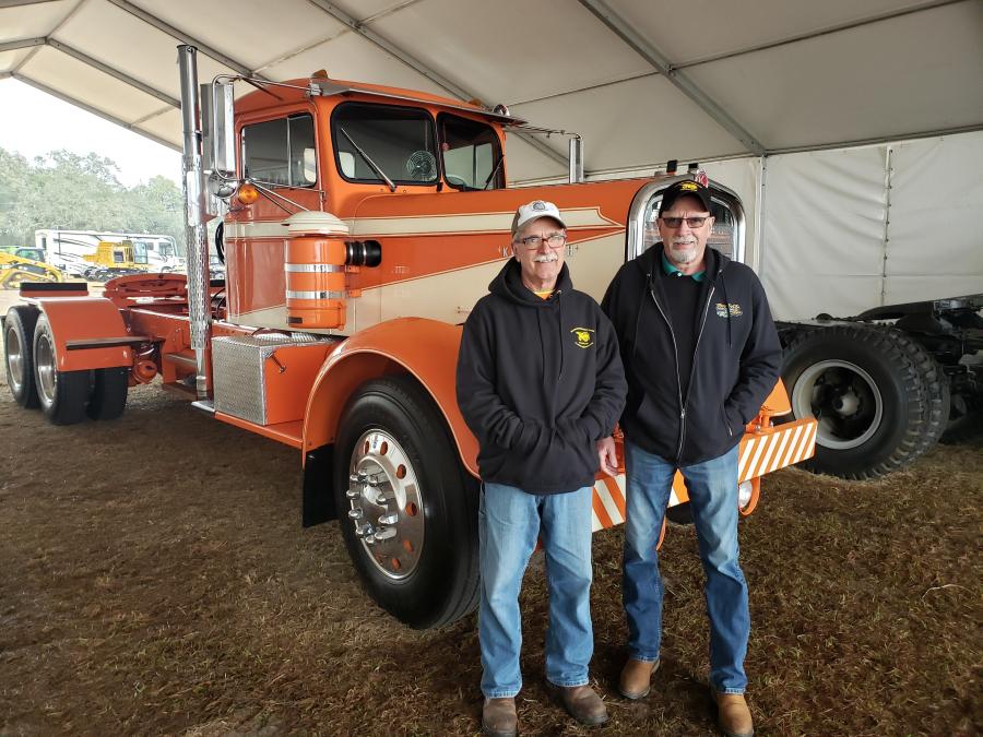 Ken (L) and Roger McHugh, co-owners of Brookside Equipment Sales in Phillipston, Mass., were excited to see this collectible 1954 Kenworth CC523 day cab trailer. 