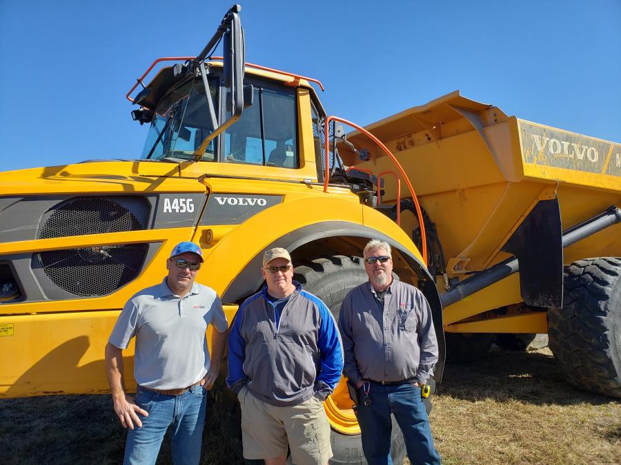 Looking over this Volvo A45G articulated truck (L-R) are Alta Equipment Company’s Steven McDaniel, Orlando division used equipment; Craig Cypret, Northeast division used equipment; and Ed Patrick, Tampa division product support sales representative.