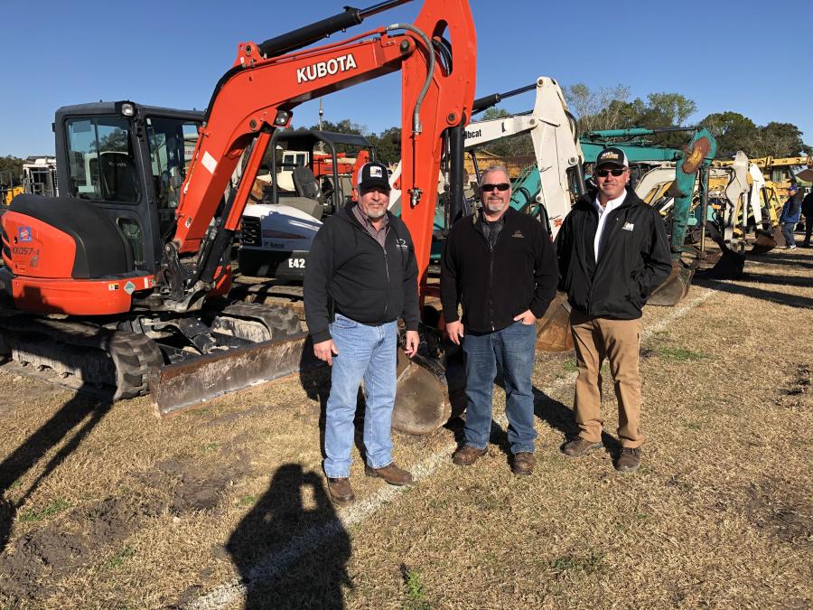 (L-R): Craig and Scott Pondish of C&S Equipment in Mt. Holly, N.J. had the chance to catch up with an old friend, Richard Smith of Jeff Martin Auctioneers.