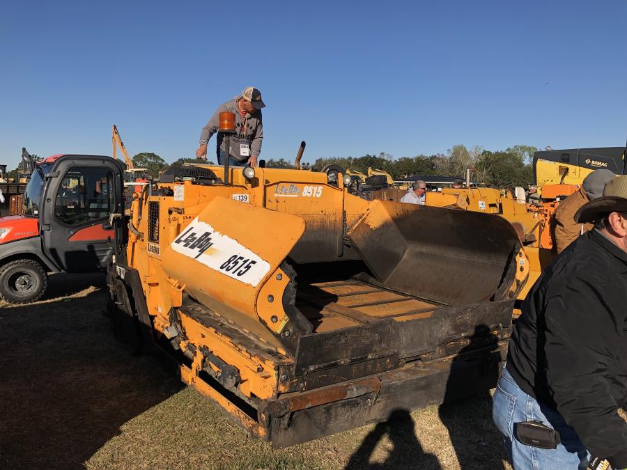 Willy Hicks of Mid Florida Asphalt, Williston, Fla., inspected this LeeBoy 8515 paver, liked what he saw and planned to bid on it.