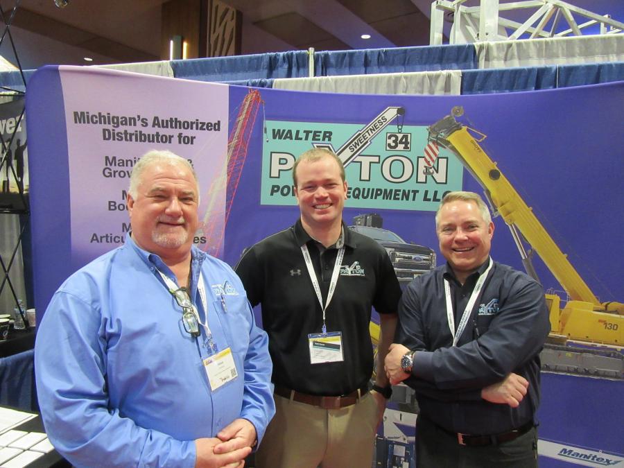 (L-R): Vince Voetberg, Dustin Soerens and Phil Wichowsky of Walter Peyton Power Equipment were ready to discuss crane equipment with attendees.
