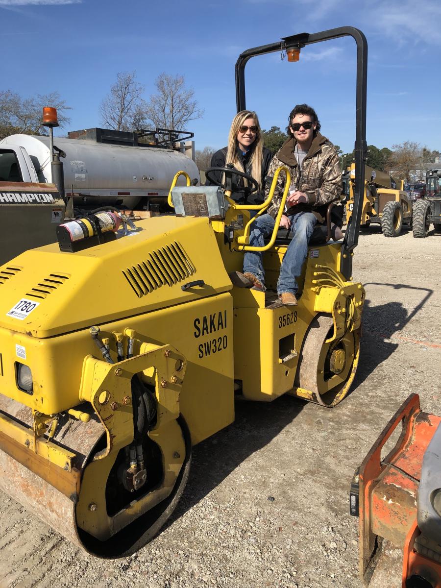 Eryn Crider (L) of Crider Grading in Columbia and Cody Malone of C.M. Grading in Anderson, S.C., were interested in the small Sakai double-drum asphalt compactor.