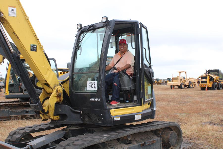 Horatio Perez of Raleigh, N.C., was picking up an excavator to bring back home for Durham Services.