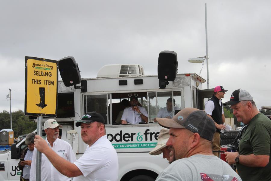 The Yoder & Frey crew use their auction truck to sell smaller items. 