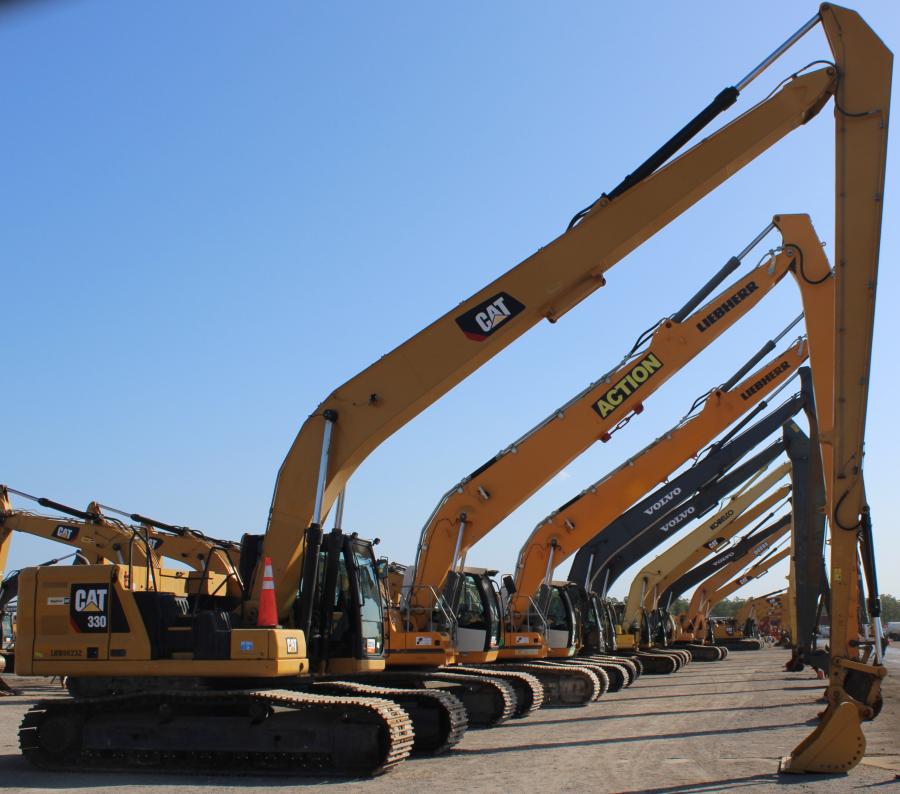 Bidders could choose from a wide array of long-reach excavators.