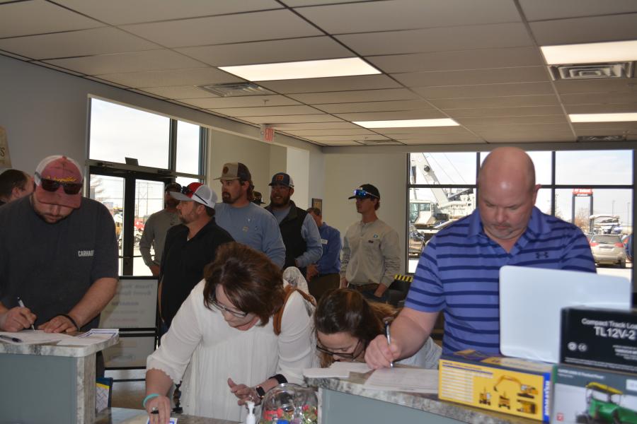 Kirby-Smith customers line up to register for the big Lubbock event held March 3, which included lunch, factory reps and lots of door prizes.
