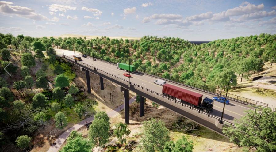 The city of Pittsburgh and the Wolf Administration finalized a grant allowing the Pennsylvania Department of Transportation to design and construct a new structure at the site of the Fern Hollow Bridge. (PennDot rendering)