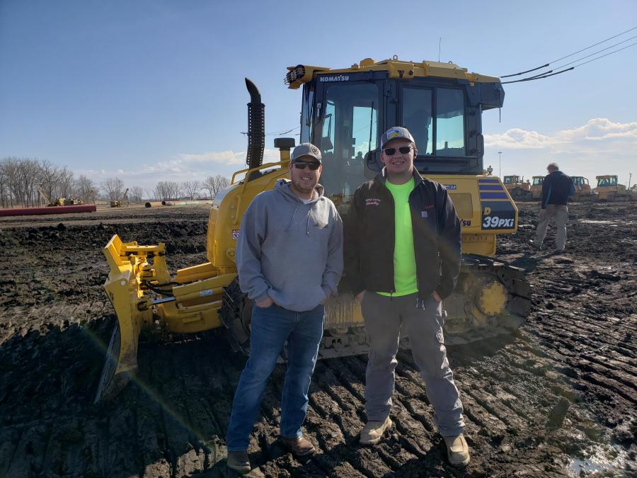 Nate Korth (L) and Kenn Ziese, co-owner of Ziese & Sons Excavating in Crown Point, Ind., tested this Komatsu D39PXi dozer. Ziese recently purchased the D61PXi dozer.
