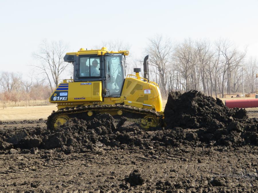Customers had the opportunity to run this Komatsu D61PXi dozer at the Local 150 training facility in Wilmington, Ill. 
 