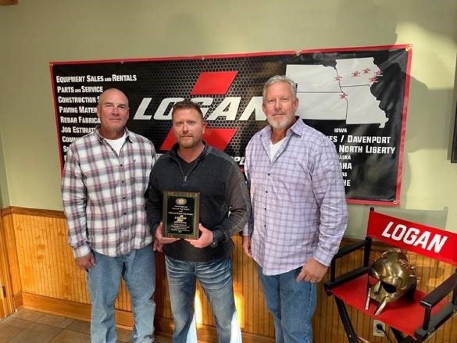 Top Overall Dealer and Midwest Region Top Dealer: (L-R) are Jeff Logan, Nick Sinn and Bruce Logan, all of Logan Contractors Supply.