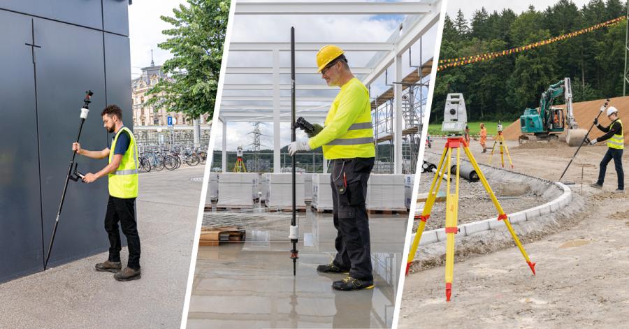 The tilt compensation of the AP20 AutoPole increases efficiency when working with total stations. There is no longer a need to level the pole for measurements and stakeout.