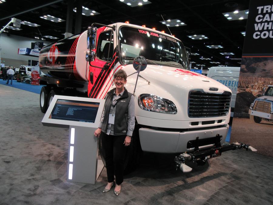 Freightliner Trucks had a variety of work trucks on display, including this MT 106 model upfitted by Curry Supply and presented by Freightliner Truck’s Claire Glynn.