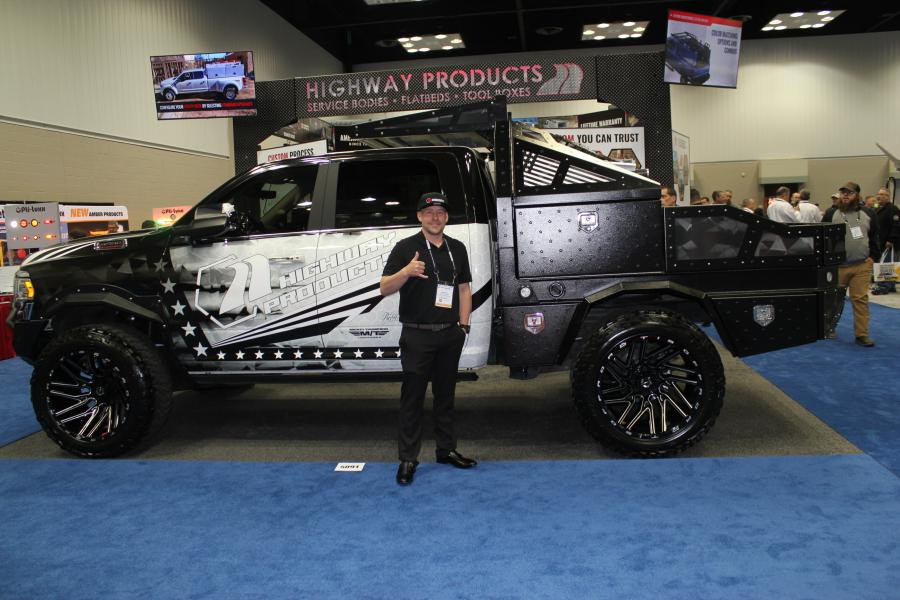 Thomas Reed, truck accessories national manager of Highway Products in White City, Ore., brought “The Beast” to Work Truck Week. Highway Products offers service bodies, flatbeds and its newest product — the utility deck service body.