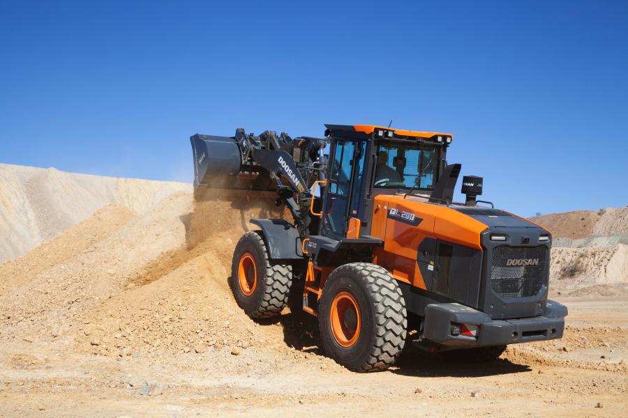 The new Doosan DL200-7 wheel loader features a hydrostatic drive system for enhanced fuel efficiency, machine positional control and reduced wear on the brakes.