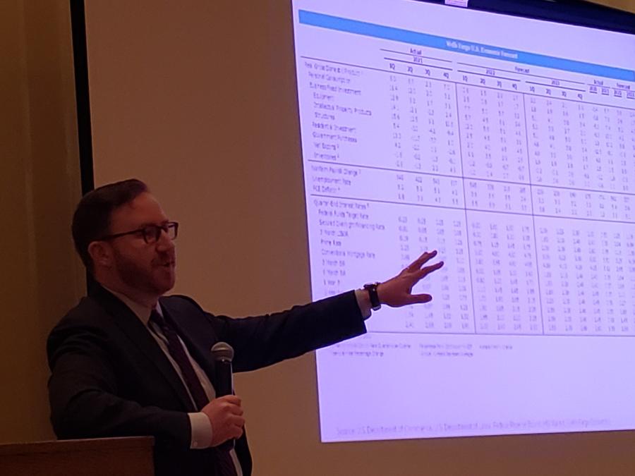 Charlie Dougherty, vice president and economist of Wells Fargo’s Corporate and Investment Bank, spoke to IED members about the 2022 forecast.