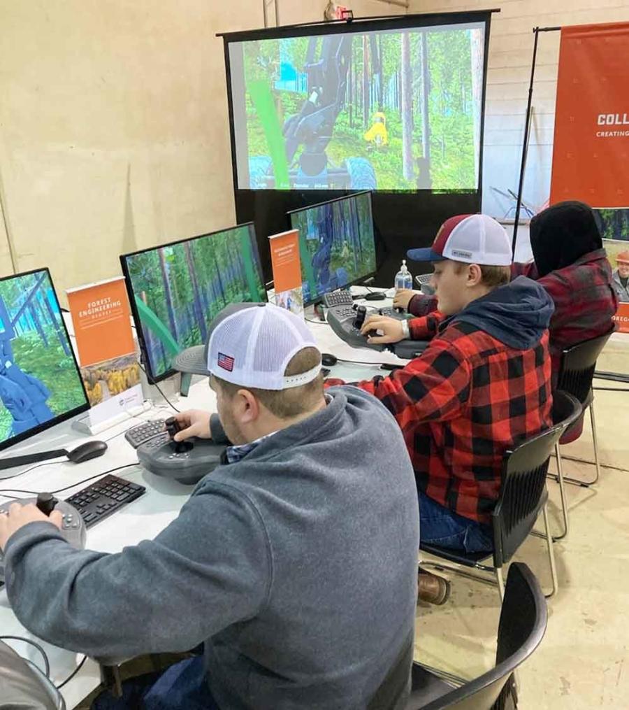 High school forestry students show their high tech logging skills during a cut-to-length statewide logging competition at the 2022 Oregon Logging Conference.