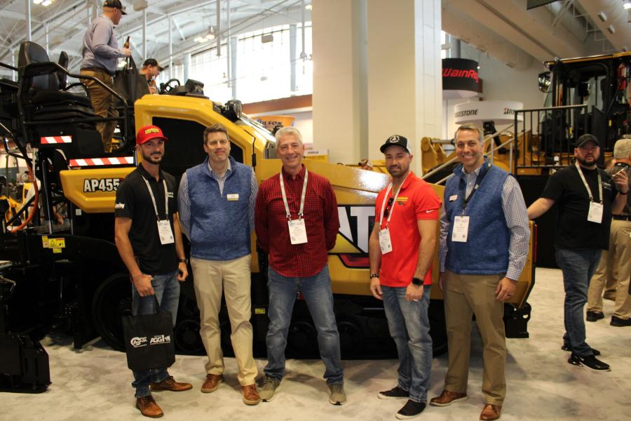(L-R): Josh Stanley, American Pavement Specialists and Raised on Black Top; Jon Anderson of Caterpillar; Bill Stanley and Jack Stanley, both of American Pavement Specialists; and JR Lorenzetti of Caterpillar.