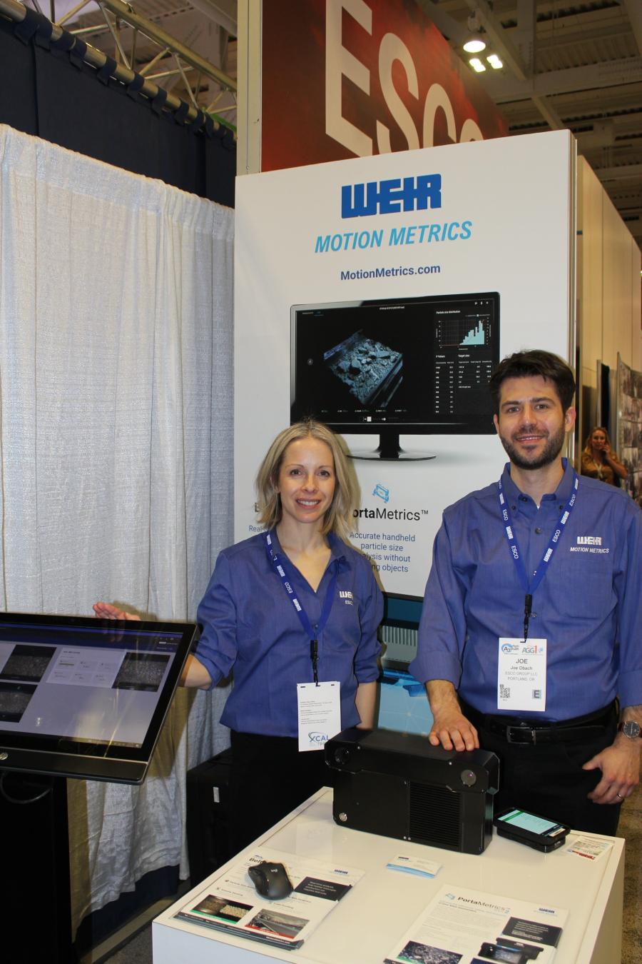 Jocelyn Froehlich, North American sales leader, and Joe Obach, commercial manager, both of WEIR Motion Metrics, Portland, Ore., which is a technology company that uses its expertise in artificial intelligence and computer vision to improve mine safety and energy efficiency.