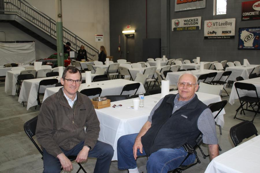Mike Sill ll (L), chief executive officer of Road Machinery & Supplies, and long-time customer Willy Krech of Total Construction catch up during the open house. Total Construction and Equipment Inc. is a family-owned business founded in 1972 by Mary and Wilfred (Willie) Krech, in Inver Grove Heights, Minn.